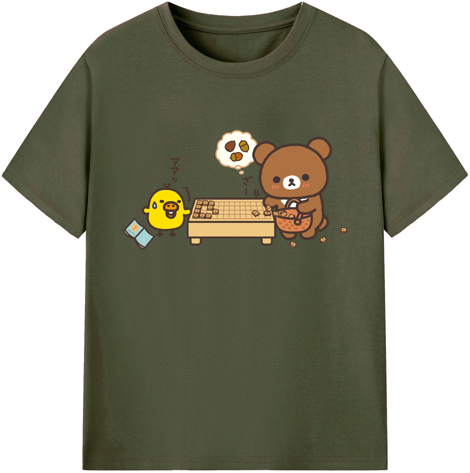 （画像用） リラックマ リラックマ キイロイトリ Rilakkuma Korilakkuma Kiiroitori 綿100％ メンズ半袖Tシャツ｜肌触りやわらか＆通気性